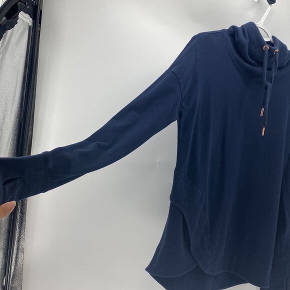 Sweaty Betty Navy Blue Escape Luxe Italian Fleece Hoodie Hoody longline cozy S - Picture 6 of 12